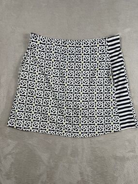 J McLaughlin Catalina Cloth Pullon Skort Skirt Size M Blue White Pockets